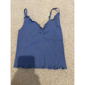 Out From Under Ribbed Cami Crop Tank - Size XS/S - Slate Blue